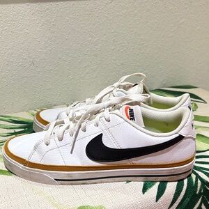 Nike Womens White and Black Sneakers with Tan Accents